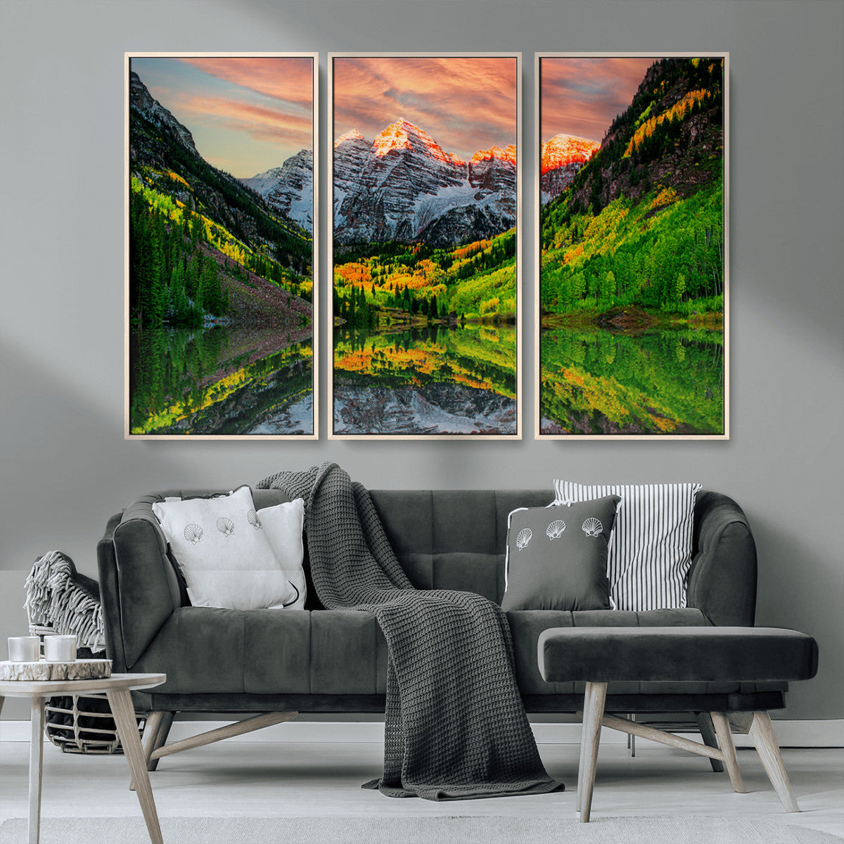 Maroon Bells Lake Wall Art Canvas Print – Framed Majestic