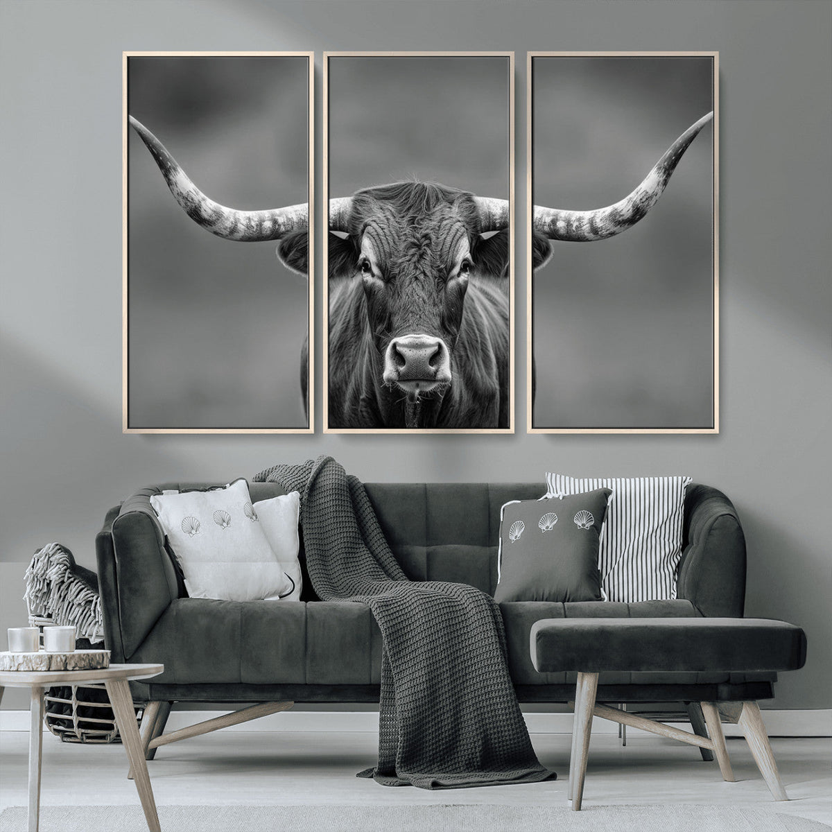 Texas Longhorn Wall Art Canvas Print – Framed Western Bull