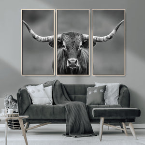 Texas Longhorn Wall Art Canvas Print – Framed Western Bull