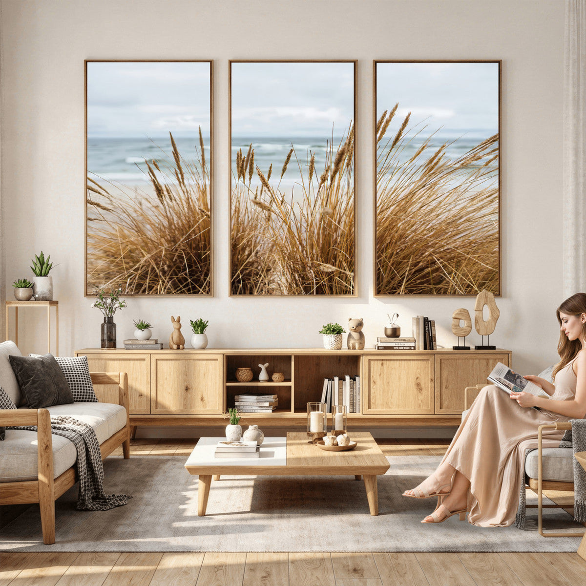 Beach Grass Wall Art Canvas Print – Framed Coastal Dunes Art