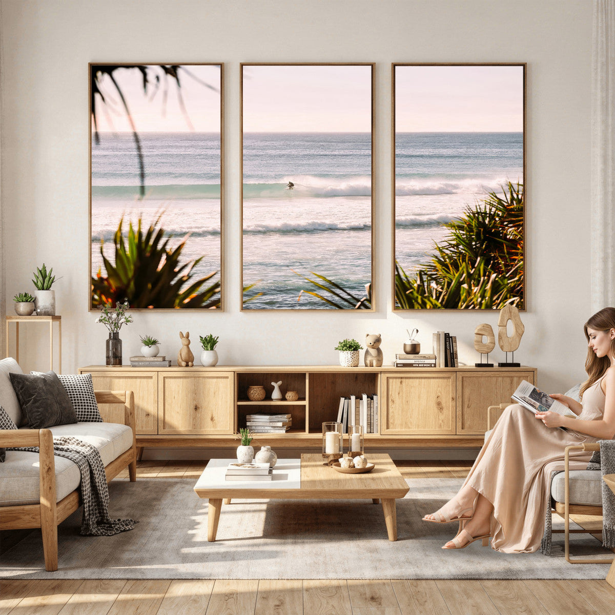 Ocean Surfer Wall Art Canvas Print – Framed Coastal Surf Art