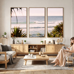 Ocean Surfer Wall Art Canvas Print – Framed Coastal Surf Art