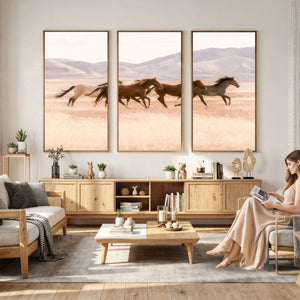 Wild Horse Wall Art Canvas Print – Framed Rustic Western Art