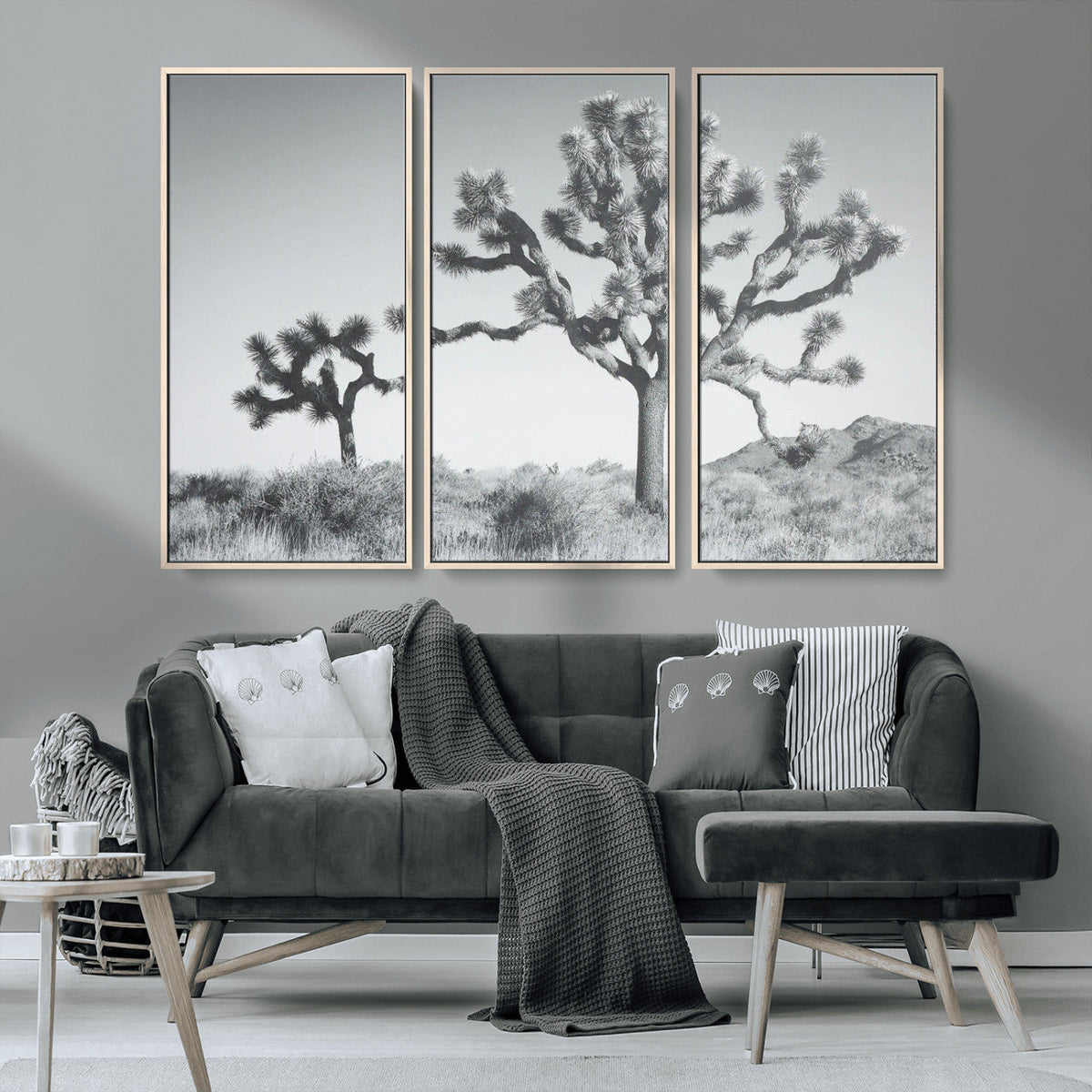 Joshua Tree Wall Art Canvas Print – Framed Black White