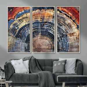 Tree Rings Wall Art Canvas Print – Framed Wood Art Picture