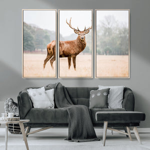 Vintage Wildlife Wall Art Canvas Print – Misty Landscape