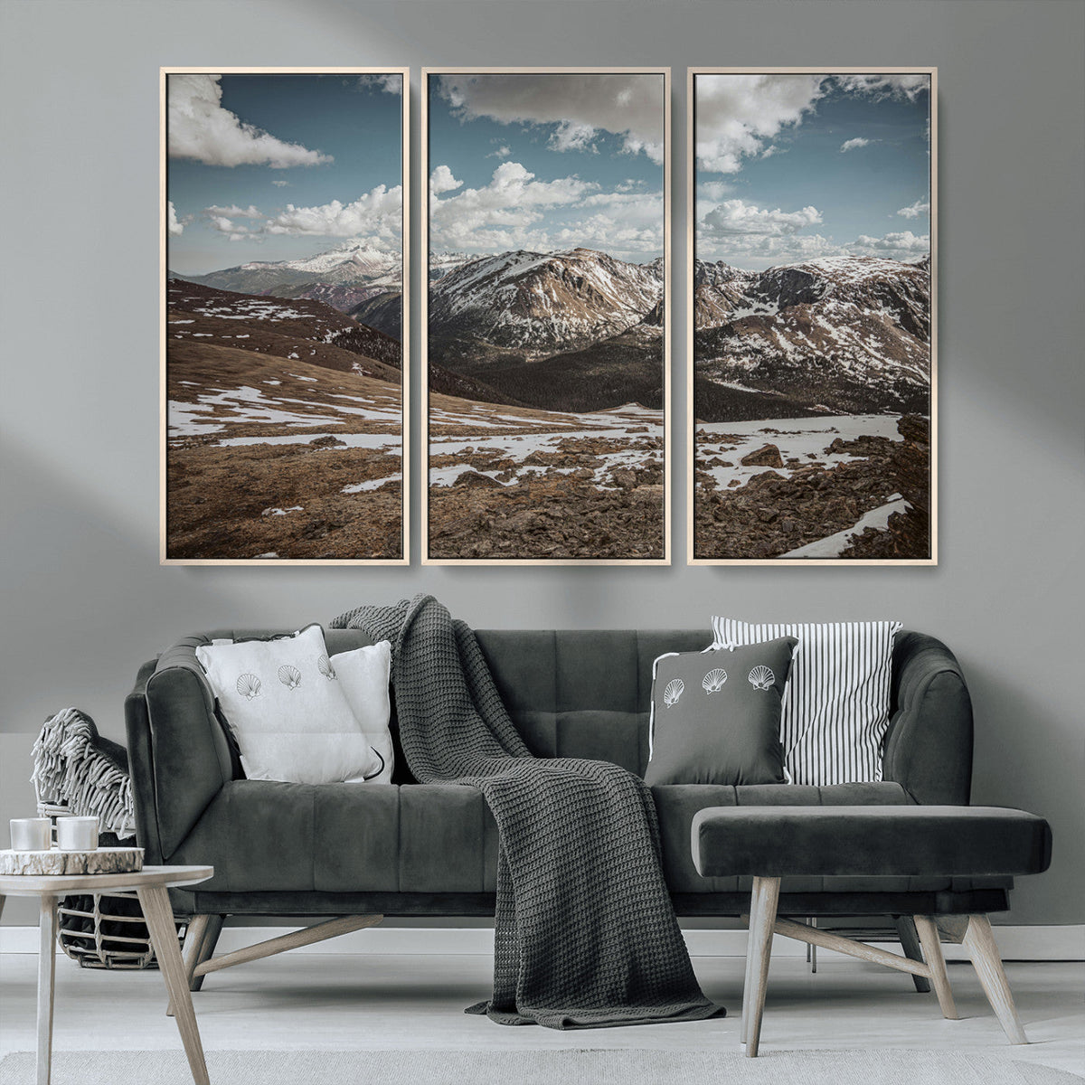 Mountain Landscape Wall Art Canvas Print – Framed Snowy