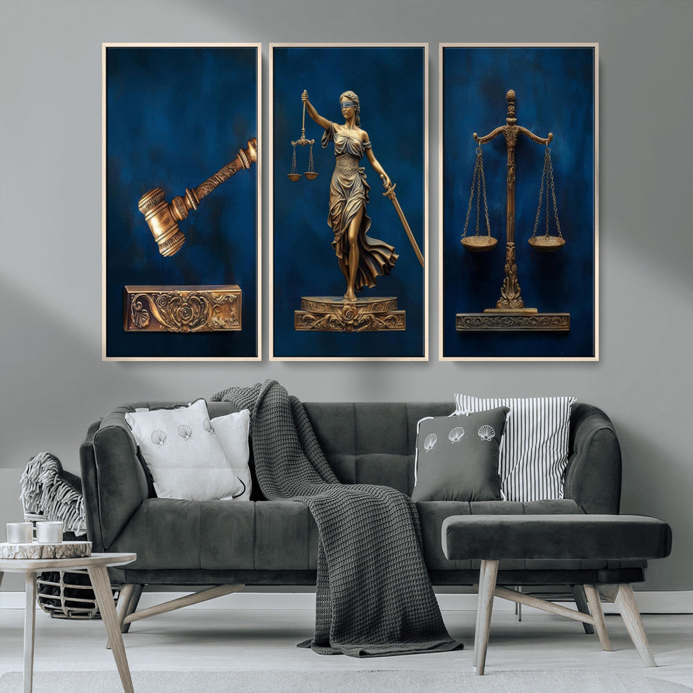 Lady Justice Wall Art Canvas Print – Elegant Gold Legal