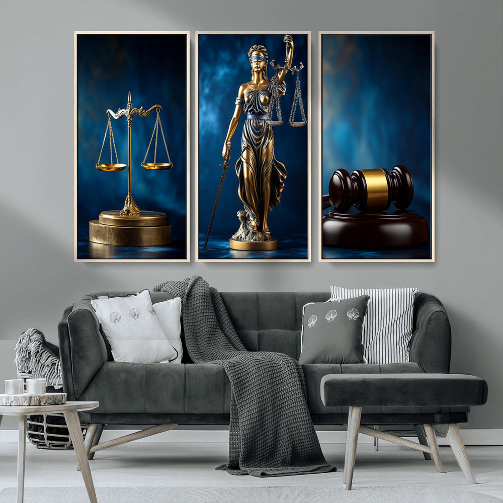 Lady Justice Wall Art Canvas Print – Elegant Gold Legal