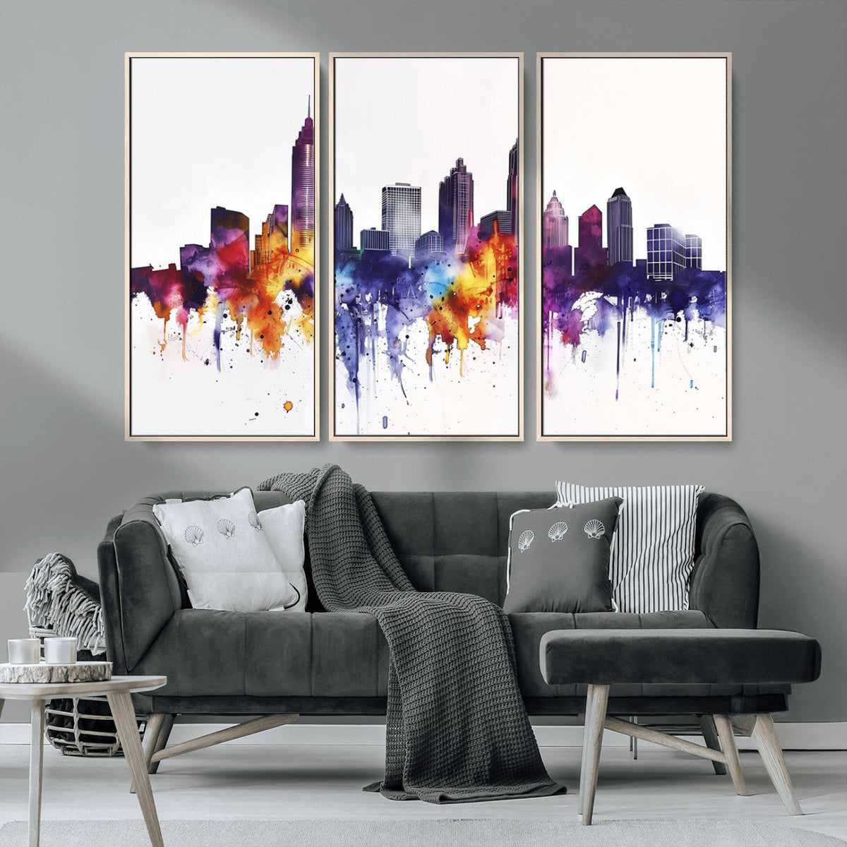Atlanta Skyline Wall Art Canvas Print – Framed Colorful