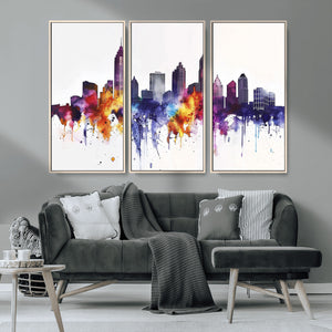 Atlanta Skyline Wall Art Canvas Print – Framed Colorful