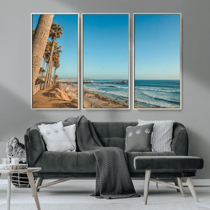 Scenic Beach Wall Art Canvas Print – Tall Palm Trees, Sandy