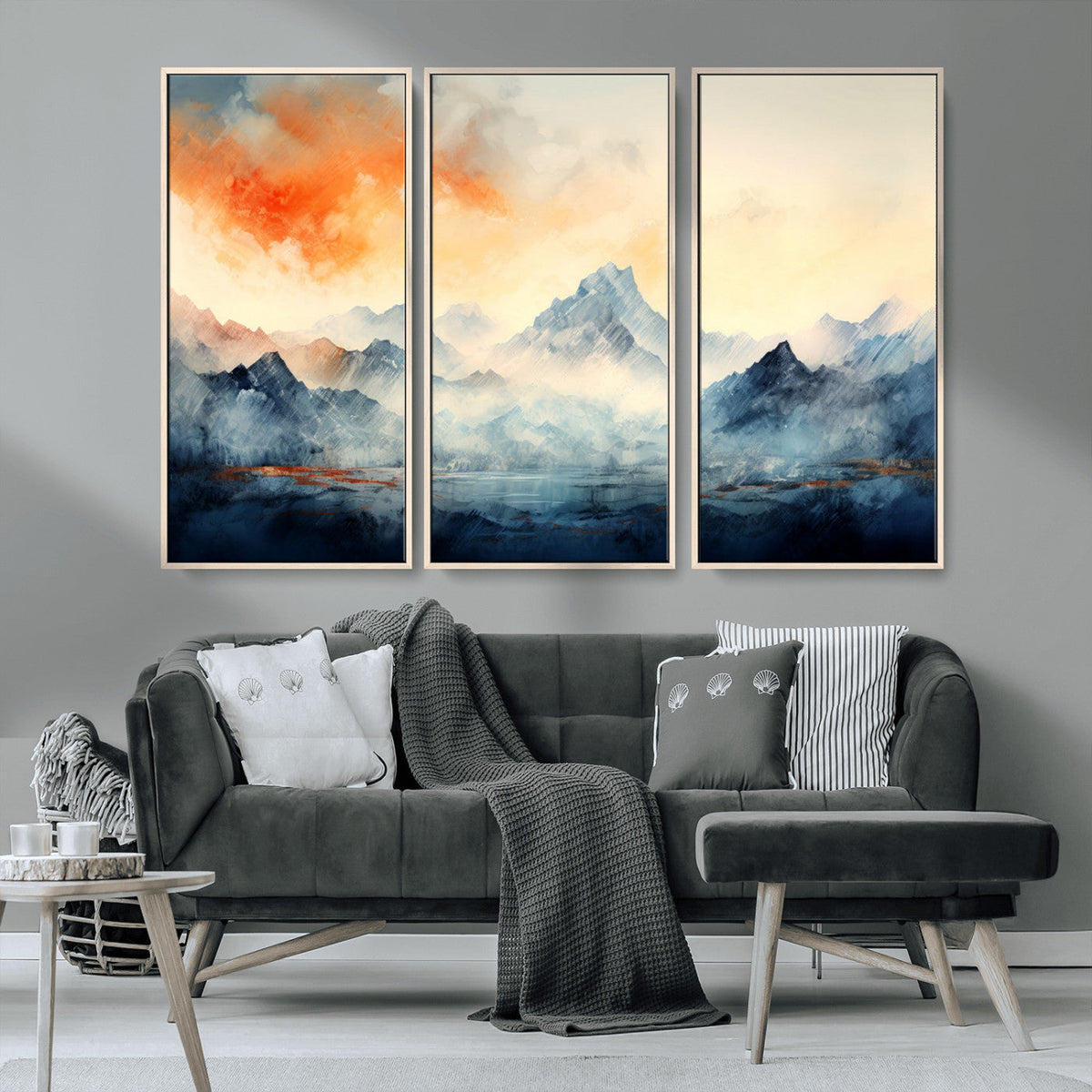 Warm Clouds Abstract Mountain Wall Art Canvas Print