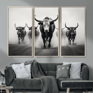 Texas Longhorn Wall Art Canvas Print, Framed Speckled Cow