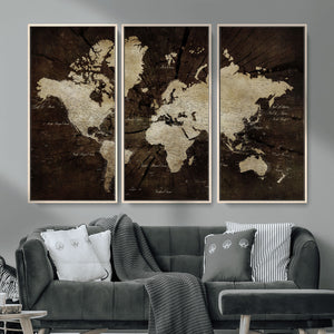 World Map Wall Art Canvas Print – Framed Travel Map Wall Art