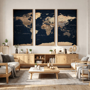 World Map Canvas Print – Detailed Map of the World Wall Art