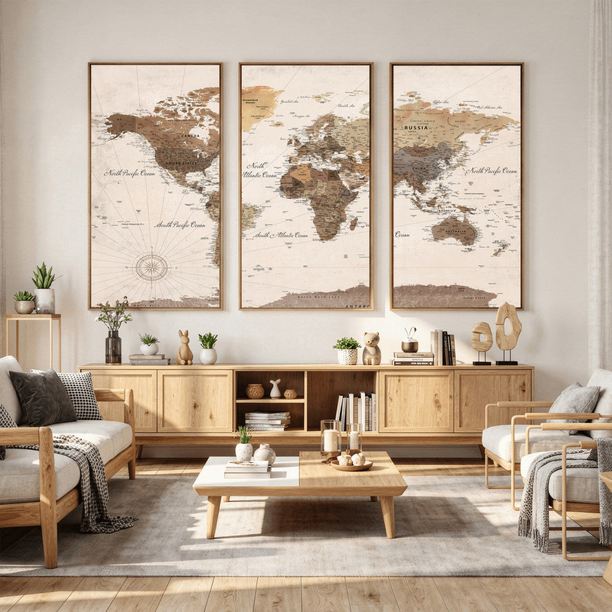 World Map Canvas Print – Framed Detailed Map of the World