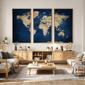 World Map Canvas Print – Framed Travel Map Wall Art for