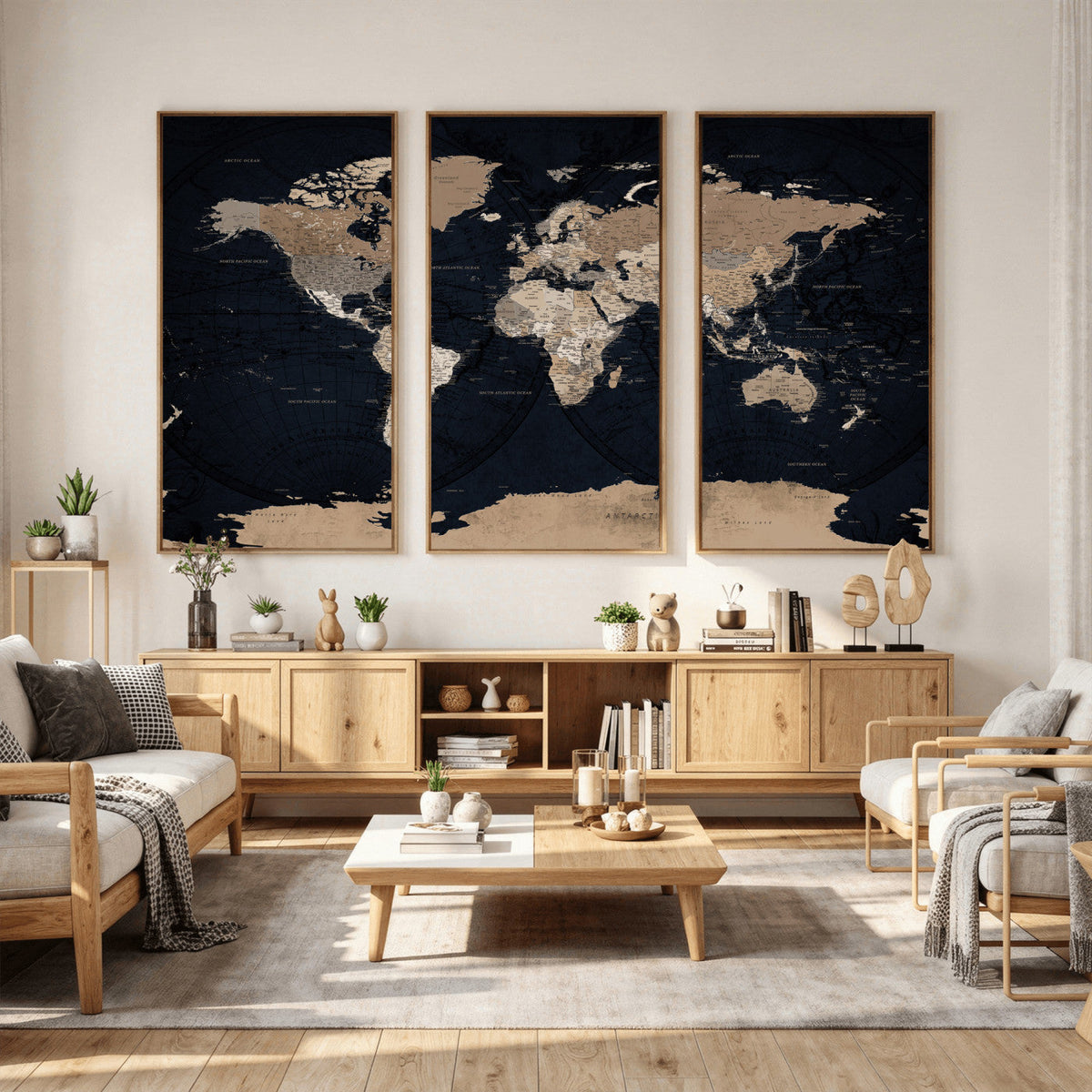 Grunge Wall Art World Map Canvas Print