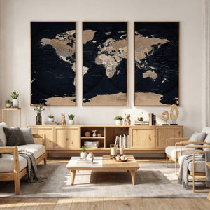 Grunge Wall Art World Map Canvas Print