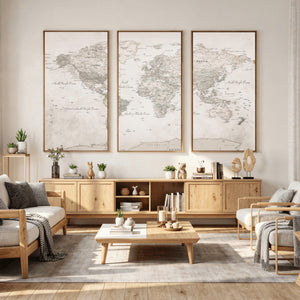 Antique Style World Map Canvas Print - Vintage Detailed