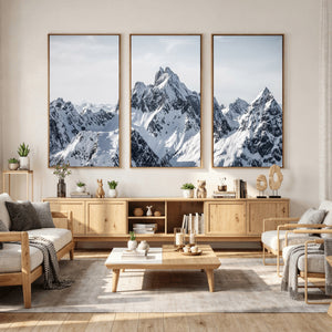 Snowy Mountain Range Canvas Print, Alpine Peaks Landscape