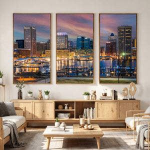 Baltimore Skyline Wall Art Canvas Print, Baltimore Downtown