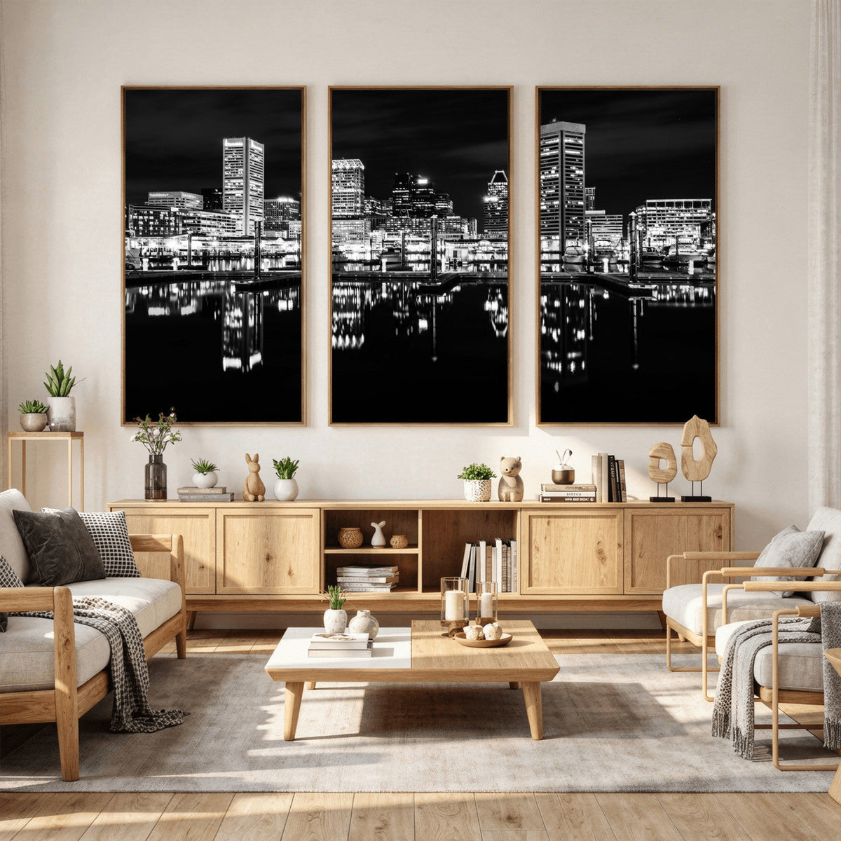 Baltimore Skyline Wall Art Canvas Print, Baltimore Downtown