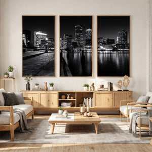 Boston Wall Art Canvas Print, Boston City Downtown Night