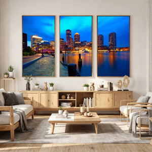 Boston Wall Art Canvas Print, Boston City Downtown Night