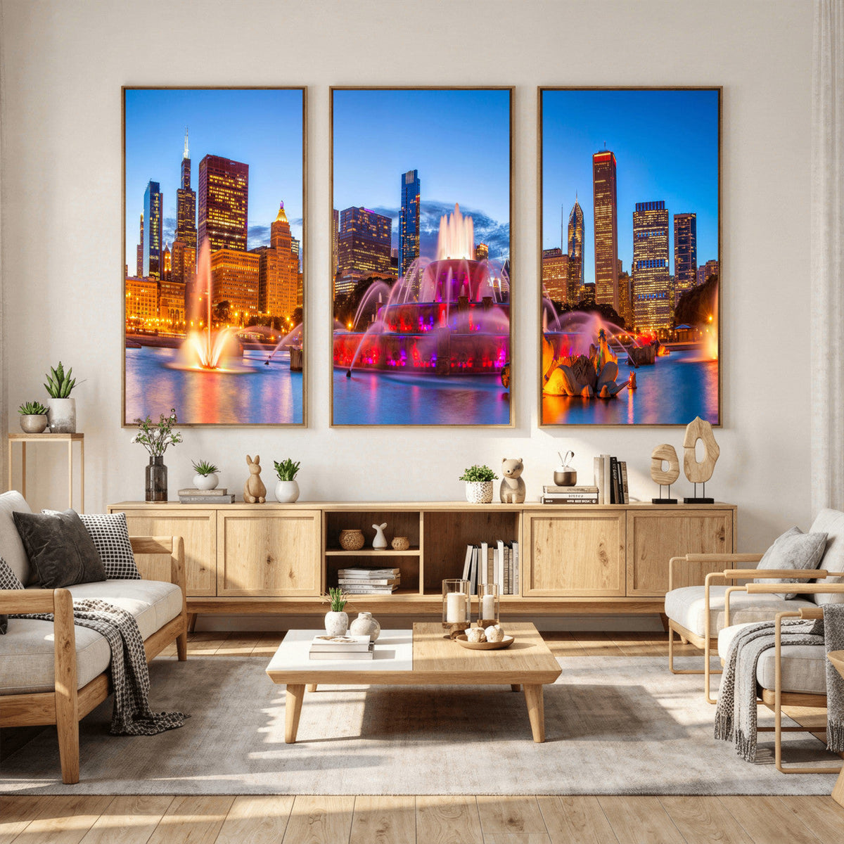Chicago Wall Art Canvas Print, Chicago City Downtown Night
