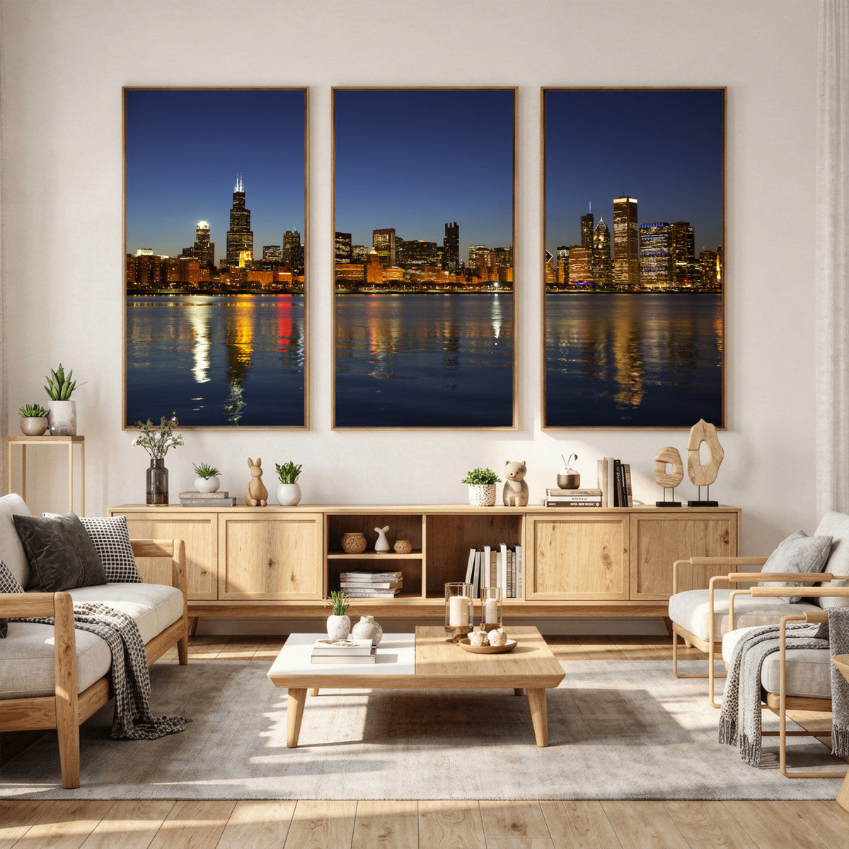 Chicago Wall Art Canvas Print - Chicago City Downtown Night