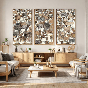 Abstract Longhorn Wall Art Canvas Print - Cow Animal Drawing
