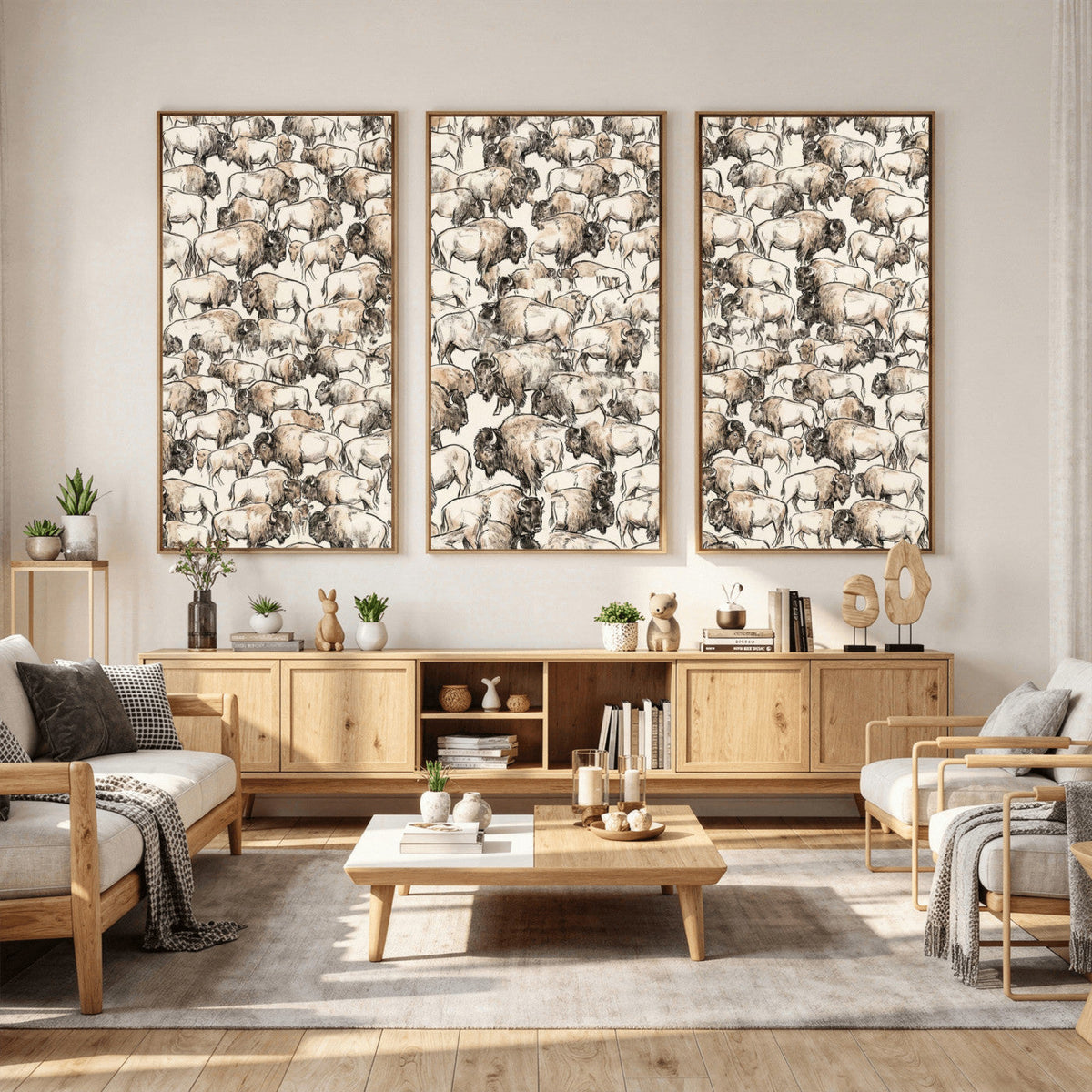 American Bison Canvas Print - Abstract Buffalo Wall Art