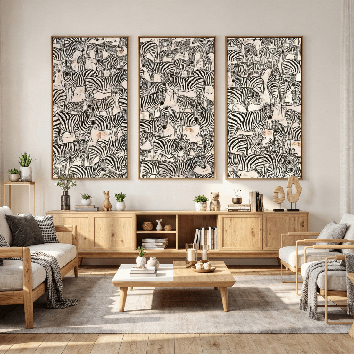 Abstract Zebra Wall Art Canvas Print for Farmhouse Decor