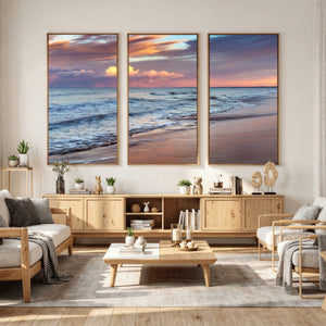 Ocean Sunset Wall Art Canvas Print – Coastal Beach
