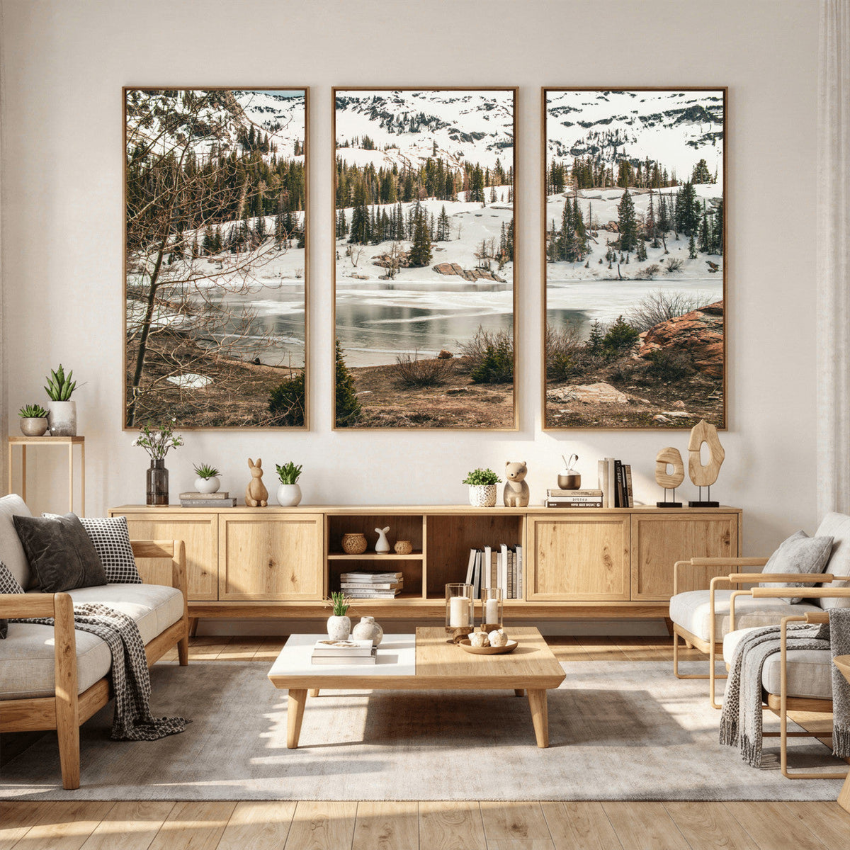 Snowy Mountain Landscape Wall Art Canvas Print, Alpine Pine