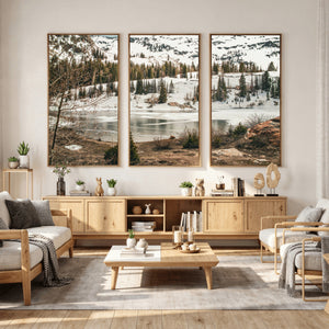 Snowy Mountain Landscape Wall Art Canvas Print, Alpine Pine