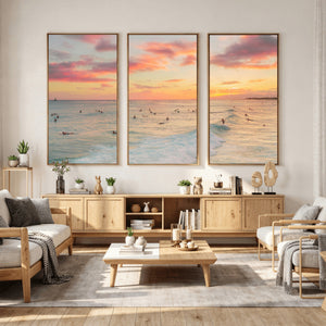 Sunset Beach Wall Art Canvas Print – Soft Coastal