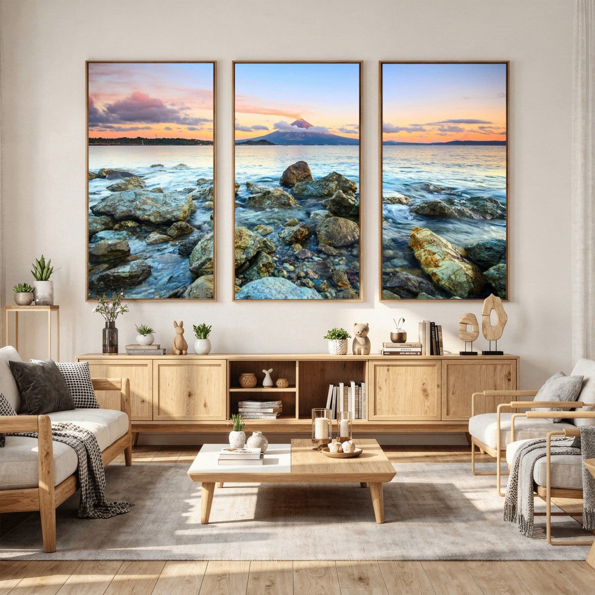 Mayon Volcano Seascape Wall Art Canvas Print, Tropical Ocean