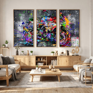 Graffiti Motorcycle Wall Art Canvas Print, Urban Street Art