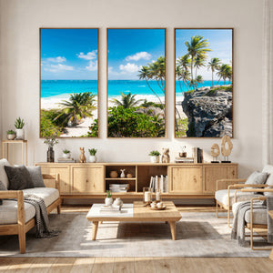 Tropical Beach Wall Art Canvas Print, Palm Tree Ocean