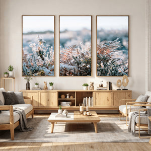 Frosted Fern Wall Art Canvas Print, Soft Winter Botanical