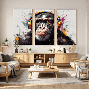 Dj Monkey Wall Art Canvas Print – Colorful Pop Art Banksy