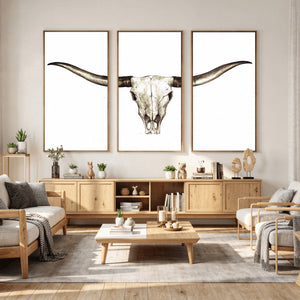 Longhorn Skull Wall Art Canvas Print – Rustic Western