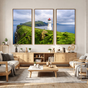 Cliffside Lighthouse Wall Art Canvas Print – Coastal