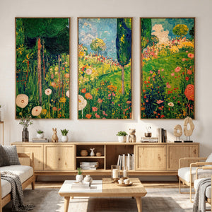 Gustav Klimt Boho Mountain Landscape Large Wall Art,