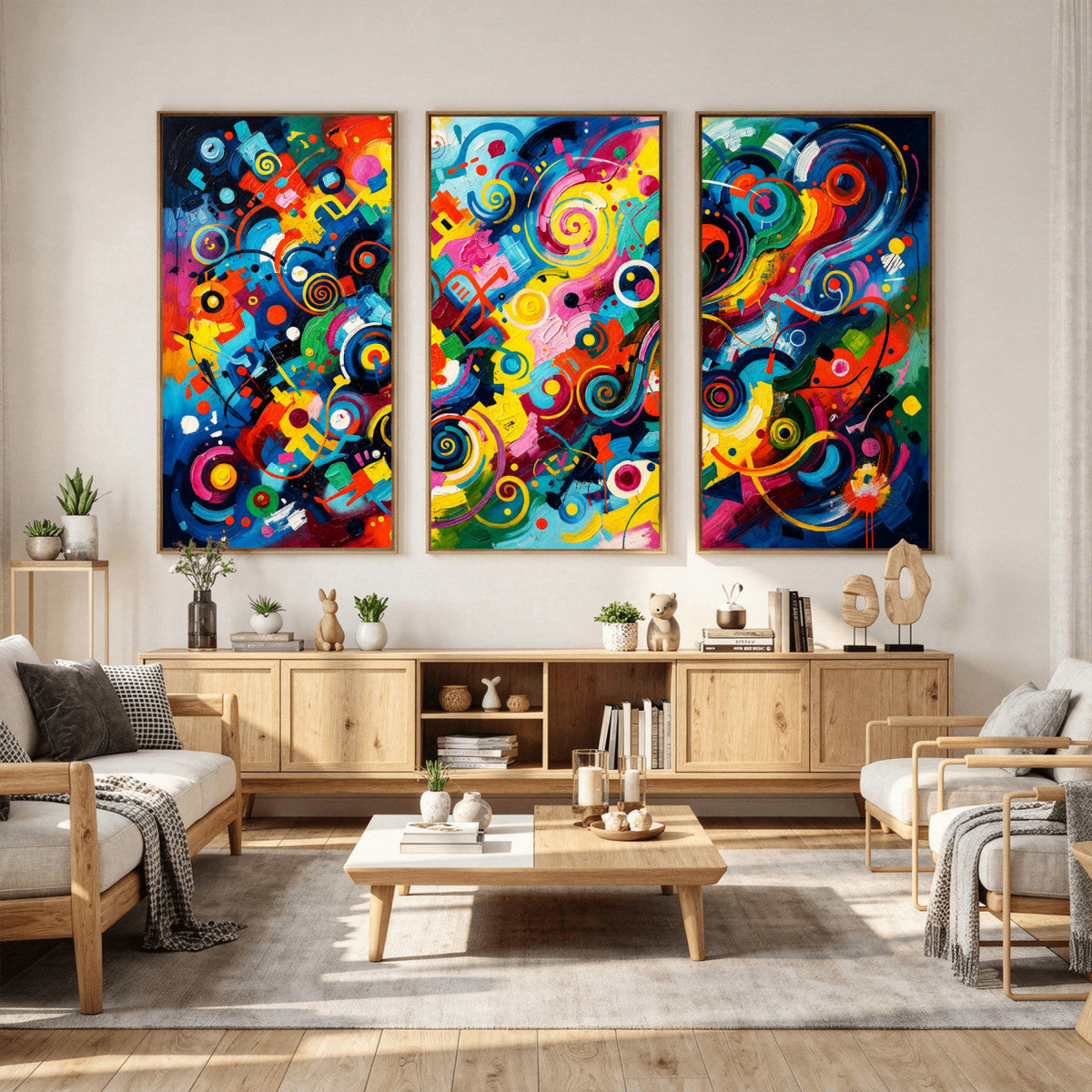 Geometric Abstract Wall Art Canvas Print, Bold Color
