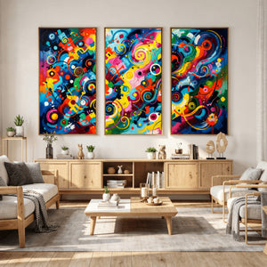 Geometric Abstract Wall Art Canvas Print, Bold Color