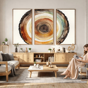 Natural Wood Slice Wall Art Canvas Print, Tree Ring Wall